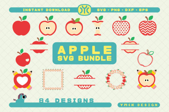 Apple SVG Bundle 84 Designs for Graphics and Crafts