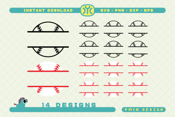 Baseball Split Monogram SVG for Crafts and Graphics