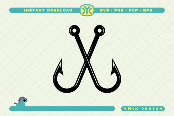 Crossed Fish Hooks SVG: Graphics for Crafts & Blogs
